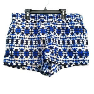 J. Crew Factory Blue Boho Printed Linen Blend Shorts Women’s Size 10